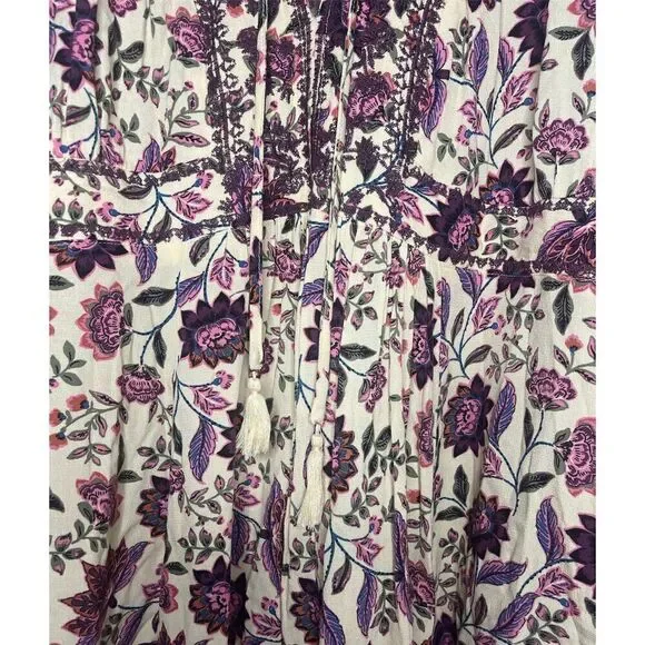 Torrid Babydoll Rayon Crepe Embroidered Lace-Up Top Sz: 2 - Picture 2 of 10